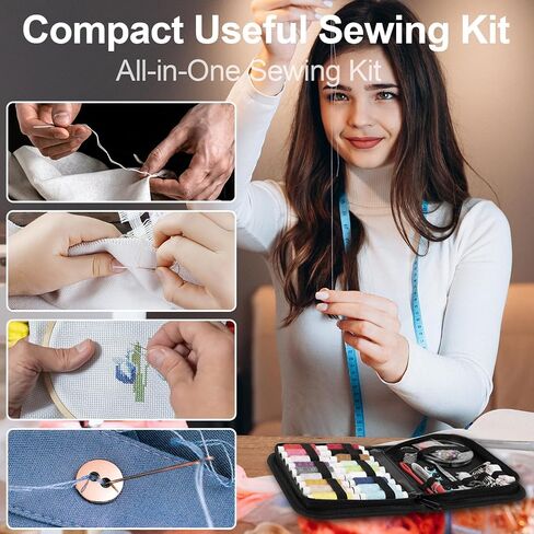 MIXCOOL Sewing Kit for Adults, Beginners, Needle and Thread Kit, Portable Sewing Supplies, Contains Thread, Scissor, Needles, Measuring Tape in Saudi Arabia