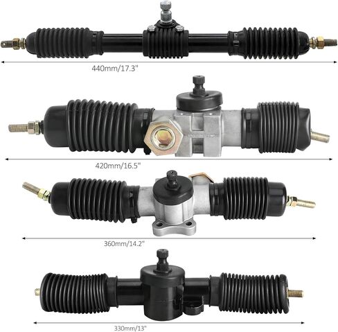 High-Performance 440mm Adjustable Steering Gear Rack Pinion Kit with Racing Steering Wheel and Tie Rod Ends for DIY Go Kart ATV Quad Buggy Golf Cart (360mm(14.2")) in Saudi Arabia