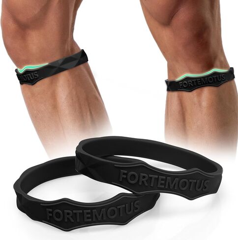 FORTEMOTUS Patellar Tendon Support Strap - Silicone Patella Knee Brace for Teenager, Youth, Women & Men - Knee Band for Tendonitis Jumpers Running Sports Basketball Volleyball, 2 Pcs, Black, S&M in Saudi Arabia