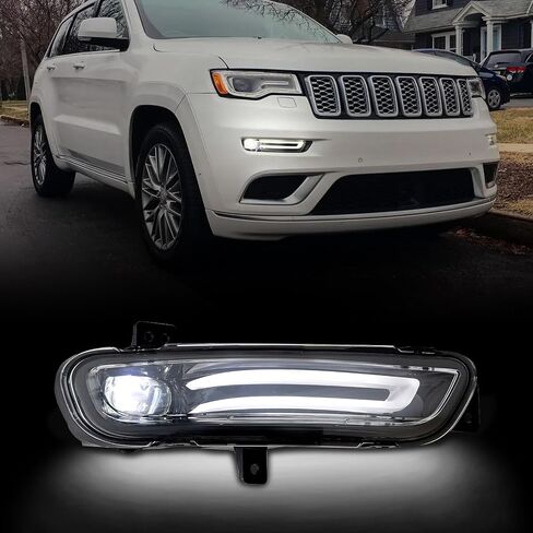 Huray Left Left Fog Fog Light for Jeep Grand Cherokee 2017-2022 LH LED DRL DENTY Running Lamps Light Light Light Prespons in Kuwait