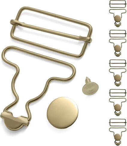 6 Sets Metal Overall Buckles Replacement Overall Clasp Replacement Suspender Clips with Adjustable Tri Glide Buckle Slider and Buttons in Saudi Arabia