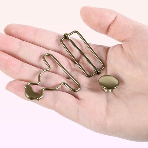 6 Sets Metal Overall Buckles Replacement Overall Clasp Replacement Suspender Clips with Adjustable Tri Glide Buckle Slider and Buttons in Saudi Arabia
