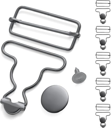 6 Sets Metal Overall Buckles Replacement Overall Clasp Replacement Suspender Clips with Adjustable Tri Glide Buckle Slider and Buttons in Saudi Arabia