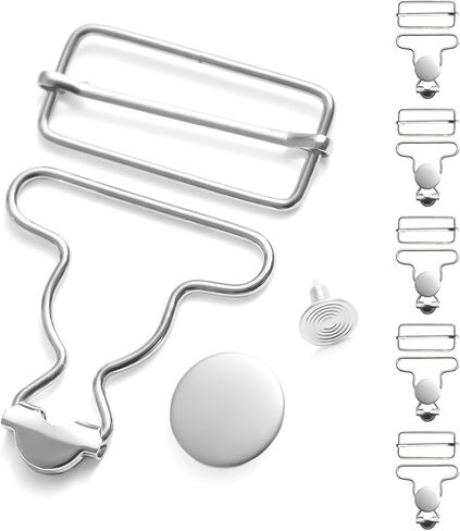 6 Sets Metal Overall Buckles Replacement Overall Clasp Replacement Suspender Clips with Adjustable Tri Glide Buckle Slider and Buttons in Saudi Arabia