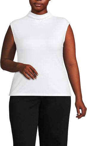Lands' End Women's Cap Sleeve Drapey Rib Fitted Funnel Neck Tank in Saudi Arabia