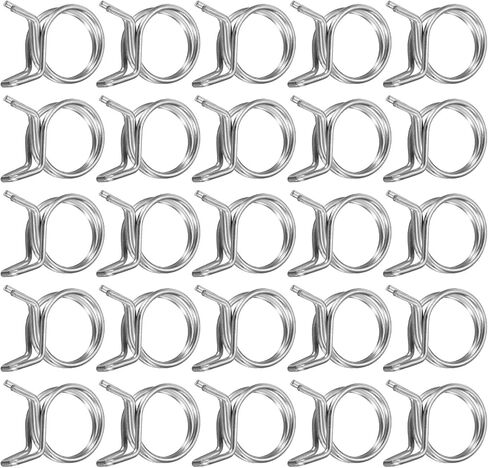 Uxcell 25pcs 17mm/0.67inch diat inner double spring clamp ، مقاطع زنبركية قابلة للتعديل من الفولاذ المقاوم للصدأ لخط خرطوم أنبوب ماء أنبوب الماء أنبوب الماء in Kuwait