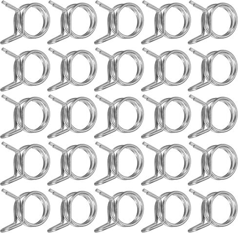 Uxcell 25pcs 17mm/0.67inch diat inner double spring clamp ، مقاطع زنبركية قابلة للتعديل من الفولاذ المقاوم للصدأ لخط خرطوم أنبوب ماء أنبوب الماء أنبوب الماء in Kuwait