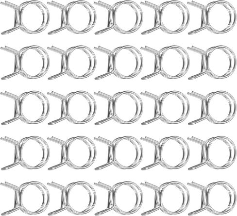 Uxcell 25pcs 17mm/0.67inch diat inner double spring clamp ، مقاطع زنبركية قابلة للتعديل من الفولاذ المقاوم للصدأ لخط خرطوم أنبوب ماء أنبوب الماء أنبوب الماء in Kuwait