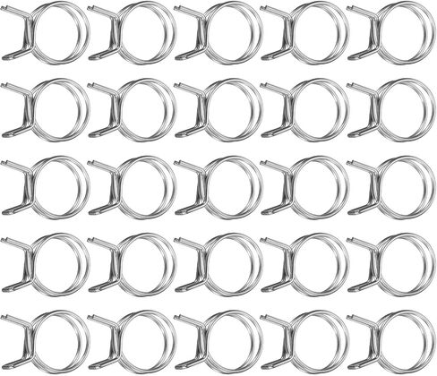 Uxcell 25pcs 17mm/0.67inch diat inner double spring clamp ، مقاطع زنبركية قابلة للتعديل من الفولاذ المقاوم للصدأ لخط خرطوم أنبوب ماء أنبوب الماء أنبوب الماء in Kuwait