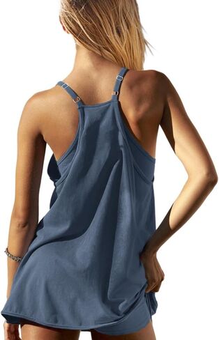 Womens Tennis Dress Workout Mini Dress with Built-in Romper Spaghetti Straps Athletic Dress，Pink XL in Kuwait
