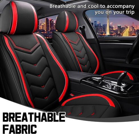 Car Seat Covers for KIA Forte 2010-2025, Stylish Sport Seat Cover, Premium Nappa Leather Car Seat Cover. Automobile Seat Covers Sets.(Standard 5 Seats/Black Red) in Kuwait
