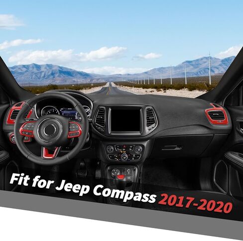 JIMEN FIT لـ JEEP COMPASS 2017-2020 ، 8pcs kits interior indior kits - dash air vate cover ، trim switch meadly switche in Saudi Arabia