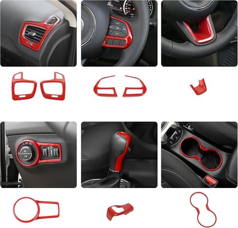 JIMEN FIT لـ JEEP COMPASS 2017-2020 ، 8pcs kits interior indior kits - dash air vate cover ، trim switch meadly switche in Saudi Arabia