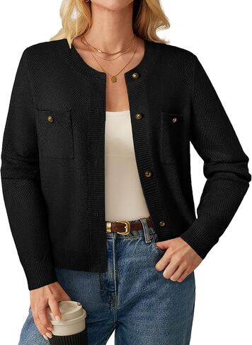 GRACE KARIN Womens Lightweight Cardigan Sweaters Open Front Button Up Sweater Tweed Knit Jacket Business Casual Outfits in Saudi Arabia
