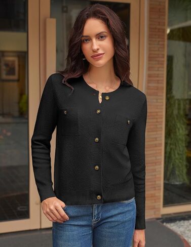 GRACE KARIN Womens Lightweight Cardigan Sweaters Open Front Button Up Sweater Tweed Knit Jacket Business Casual Outfits in Saudi Arabia