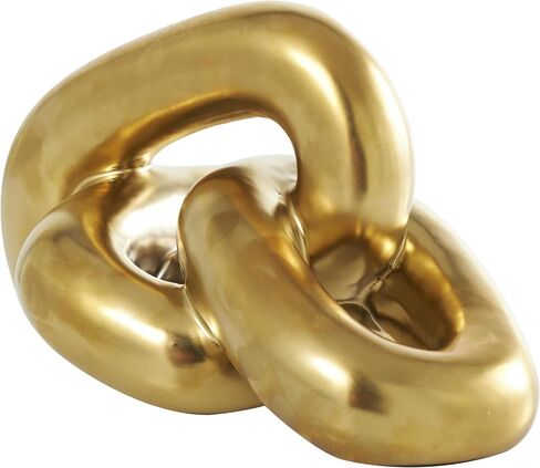 Deco 79 Ceramic Chain Decorative Sculpture 3 Link Home Decor Statue, Accent Figurine 7" x 11" x 6", Gold in Saudi Arabia