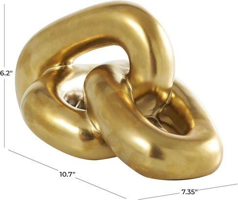 Deco 79 Ceramic Chain Decorative Sculpture 3 Link Home Decor Statue, Accent Figurine 7" x 11" x 6", Gold in Saudi Arabia
