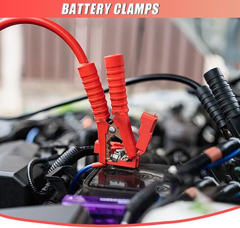 2PCS Alligator Clips Booster Jumper Cable, 13 AWG 3.3FT Car Battery Charging Jumper Cable with 6 mm Copper Terminal, 12V/24V Battery Clips for Audio, Converter, Air Compressor in Saudi Arabia