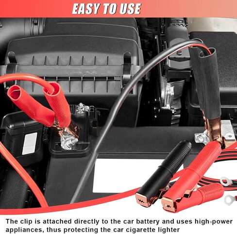2PCS Alligator Clips Booster Jumper Cable, 13 AWG 3.3FT Car Battery Charging Jumper Cable with 6 mm Copper Terminal, 12V/24V Battery Clips for Audio, Converter, Air Compressor in Saudi Arabia
