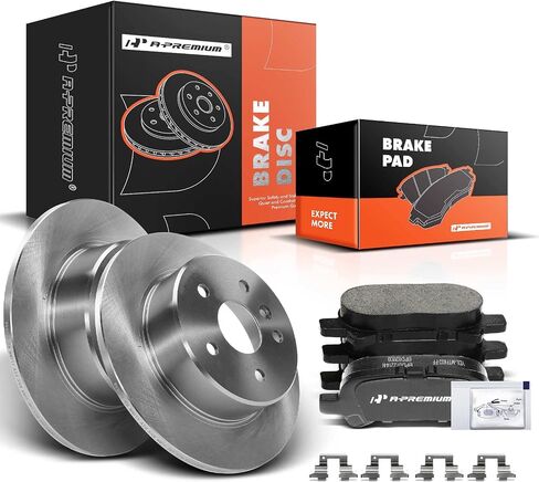 A-Premium 11.33 inch (287.8mm) Rear Solid Disc Brake Rotors + Ceramic Pads Kit Compatible with Select Toyota Model - Avalon 2000 2001 2002 2003 2004 V6 3.0L, 6-PC Set in Saudi Arabia
