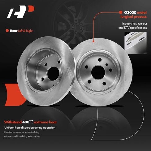 A-Premium 11.33 inch (287.8mm) Rear Solid Disc Brake Rotors + Ceramic Pads Kit Compatible with Select Toyota Model - Avalon 2000 2001 2002 2003 2004 V6 3.0L, 6-PC Set in Saudi Arabia