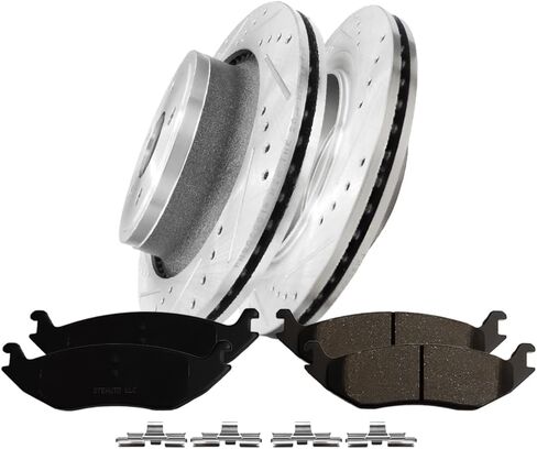 PM Auto Set of 6 Rear Drilled Slotted Disc Brake Rotors-Ceramic Brake Pad kit For 2019-2021 Ram 1500 Classic in Saudi Arabia