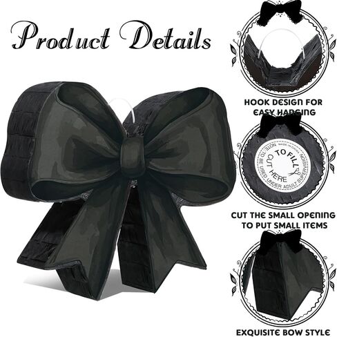 Threan Bow Piñata Bow Party Piñata Set ، Pink Bow Piñata مع قناع عصا الخفافيش لعصابات القوس للمسحور عيد ميلاد الزفاف الزواج الذكرى الذكرى السنوية المستلزمات (Pink ، Bow) in Kuwait