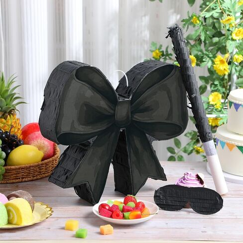 Threan Bow Piñata Bow Party Piñata Set ، Pink Bow Piñata مع قناع عصا الخفافيش لعصابات القوس للمسحور عيد ميلاد الزفاف الزواج الذكرى الذكرى السنوية المستلزمات (Pink ، Bow) in Kuwait