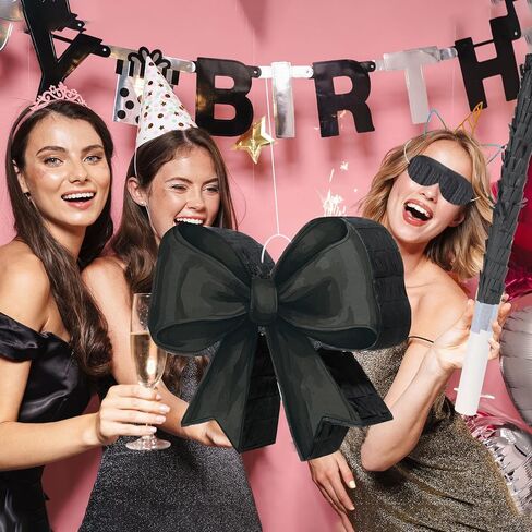 Threan Bow Piñata Bow Party Piñata Set ، Pink Bow Piñata مع قناع عصا الخفافيش لعصابات القوس للمسحور عيد ميلاد الزفاف الزواج الذكرى الذكرى السنوية المستلزمات (Pink ، Bow) in Kuwait