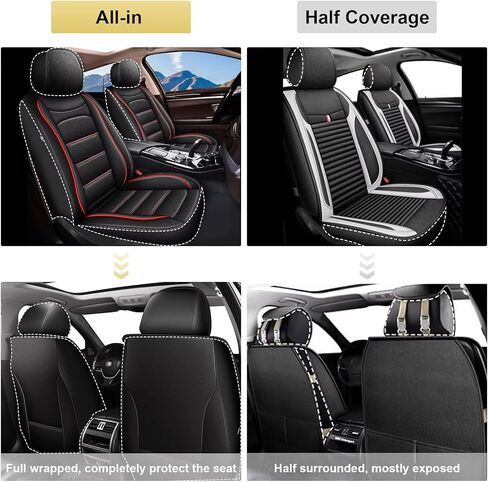 Car Seat Covers 2 Front Seat Fit for Ford Ranger 2019-2024 2025: Auto Interior Accessories, Waterproof Faux Leather Vehical Car Seat Cushion Covers(Black&Redline) in Kuwait