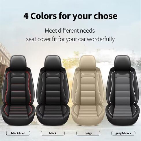 Car Seat Covers 2 Front Seat Fit for Ford Ranger 2019-2024 2025: Auto Interior Accessories, Waterproof Faux Leather Vehical Car Seat Cushion Covers(Black&Redline) in Kuwait