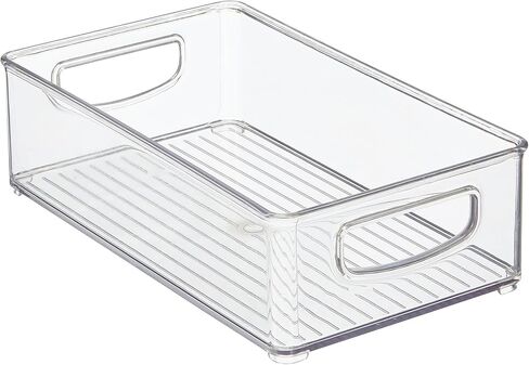 mDesign Small Plastic Office Storage Container Bins with Handles for Organization in Filing Cabinet, Closet Shelf, or Desk Drawers, Organizer for Notes, Pens, Pencils, Ligne Collection, 6 Pack - Clear in Kuwait