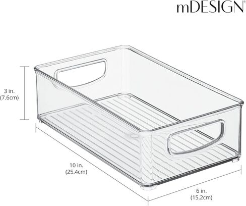 mDesign Small Plastic Office Storage Container Bins with Handles for Organization in Filing Cabinet, Closet Shelf, or Desk Drawers, Organizer for Notes, Pens, Pencils, Ligne Collection, 6 Pack - Clear in Kuwait