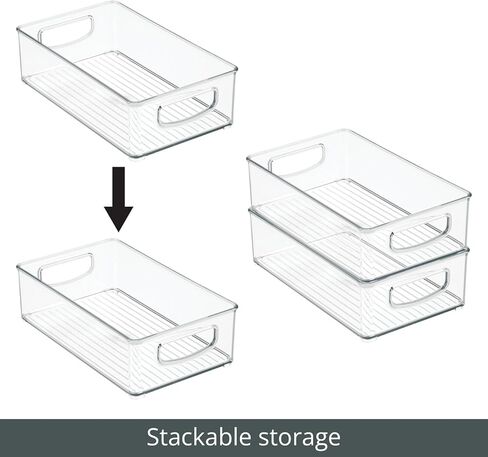 mDesign Small Plastic Office Storage Container Bins with Handles for Organization in Filing Cabinet, Closet Shelf, or Desk Drawers, Organizer for Notes, Pens, Pencils, Ligne Collection, 6 Pack - Clear in Kuwait