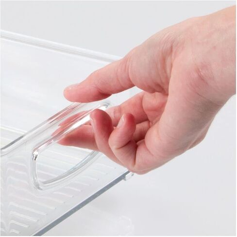 mDesign Small Plastic Office Storage Container Bins with Handles for Organization in Filing Cabinet, Closet Shelf, or Desk Drawers, Organizer for Notes, Pens, Pencils, Ligne Collection, 6 Pack - Clear in Kuwait