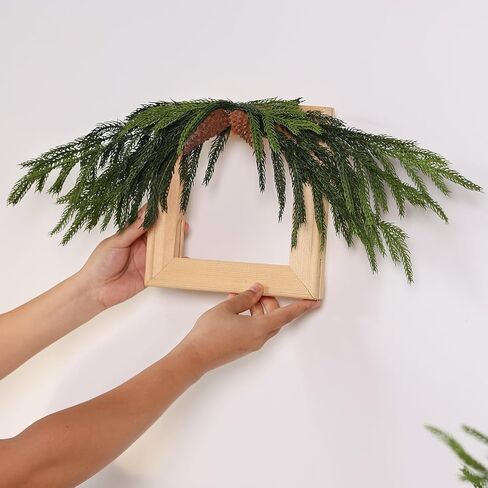 20 Pcs Christmas Norfolk Pine Branches -18" Real Touch Artificial Norfolk Pine Branch Faux Plants Stem Fake Greenery Pine Picks for Vase DIY Crafts Garland Wreath Home Indoor Outdoor Decoration in Kuwait