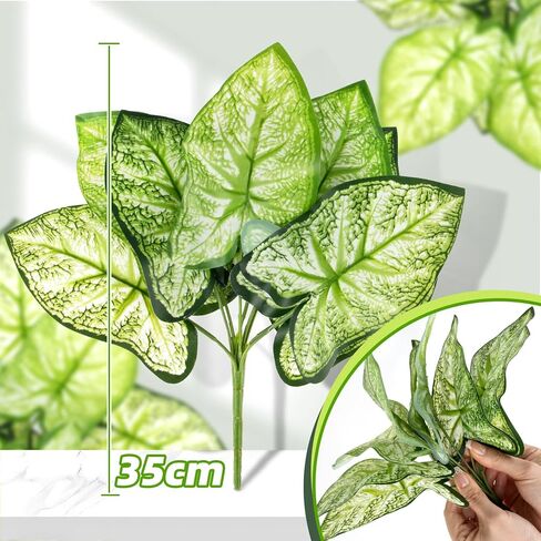 3 Pcs Fake Greenery - Artificial Plants Fake Plastic Plant Green Artificial Leaves for Indoor Garden Porch Yard Bedroom Window Patio Decor Wedding Party Office Planter in Saudi Arabia