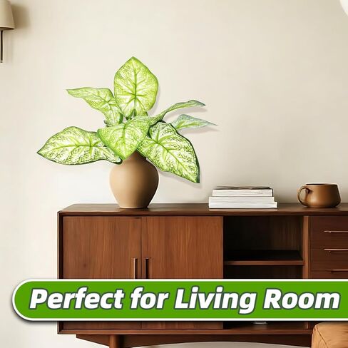 3 Pcs Fake Greenery - Artificial Plants Fake Plastic Plant Green Artificial Leaves for Indoor Garden Porch Yard Bedroom Window Patio Decor Wedding Party Office Planter in Saudi Arabia