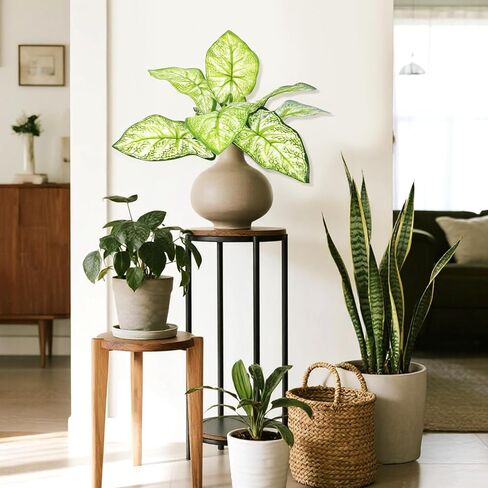 3 Pcs Fake Greenery - Artificial Plants Fake Plastic Plant Green Artificial Leaves for Indoor Garden Porch Yard Bedroom Window Patio Decor Wedding Party Office Planter in Saudi Arabia