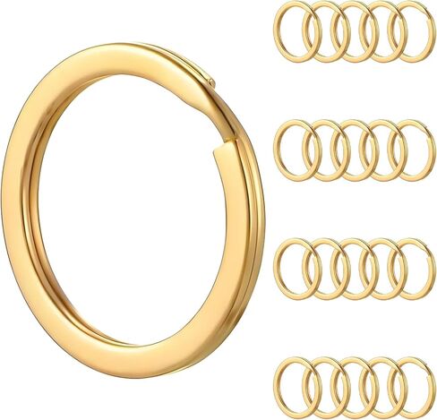 Round Flat Key Chain Ring Metal Split Dog Tag Keychain Ring Stainless Steel for Home Car Keys Attachment, Arts Crafts and Belt Lanyards, 20PCS Gold in Saudi Arabia