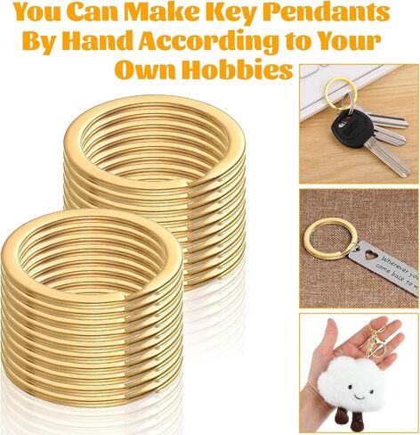 Round Flat Key Chain Ring Metal Split Dog Tag Keychain Ring Stainless Steel for Home Car Keys Attachment, Arts Crafts and Belt Lanyards, 20PCS Gold in Saudi Arabia