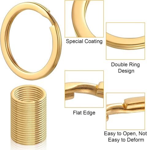 Round Flat Key Chain Ring Metal Split Dog Tag Keychain Ring Stainless Steel for Home Car Keys Attachment, Arts Crafts and Belt Lanyards, 20PCS Gold in Saudi Arabia