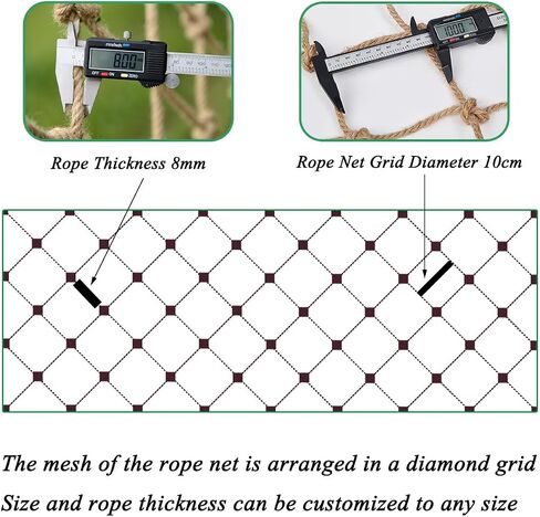 Jute Hemp Rope Nets for Safety & Decorative,Rope Ladder for Kids and Pet,Versatile Rope Net,Tree House Climbing Child Safety Stair Balcony Railing Protect(Size:1mx2m(3.2x6.5ft),Diamond Mesh) in Saudi Arabia