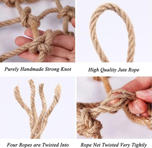 Jute Hemp Rope Nets for Safety & Decorative,Rope Ladder for Kids and Pet,Versatile Rope Net,Tree House Climbing Child Safety Stair Balcony Railing Protect(Size:1mx2m(3.2x6.5ft),Diamond Mesh) in Saudi Arabia