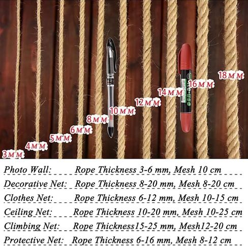 Jute Hemp Rope Nets for Safety & Decorative,Rope Ladder for Kids and Pet,Versatile Rope Net,Tree House Climbing Child Safety Stair Balcony Railing Protect(Size:1mx2m(3.2x6.5ft),Diamond Mesh) in Saudi Arabia