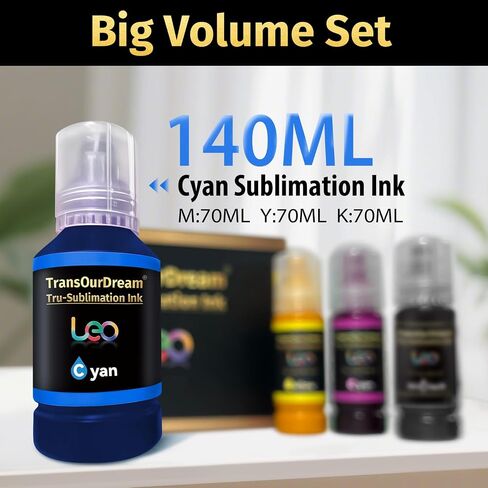 TransOurDream Tru-Sublimation Ink Extra Black 30%, 350ML Refilled Bottles Work with ET2400 ET2720 ET2760 ET2750 ET2800 ET2803 ET2850 ET4800 Inkjet Printers Heat Press Transfer on Mugs Tumblers Tshirts in Saudi Arabia