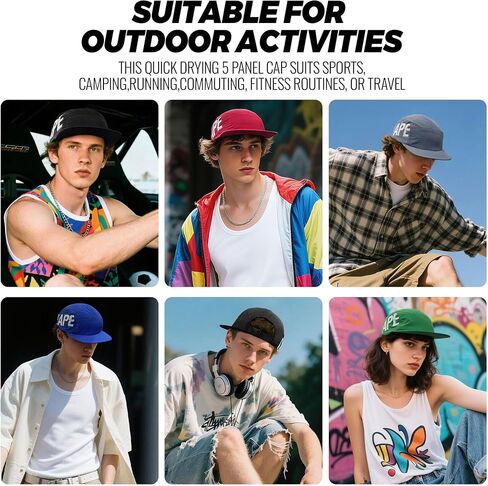 CLAPE Quick Dry 5 Panel Hat, Water-Resistant Short Brim Baseball Cap for Men & Women, Breathable Outdoor Camper Hat in Saudi Arabia