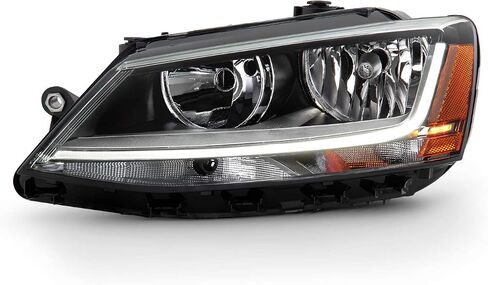 Akkon - Fits 2017-2018 Volkswagen Jetta [نوع الهالوجين] مصباح أمامي من الأنبوب الخفيف مع مصباح DRL Model DRL. in Saudi Arabia