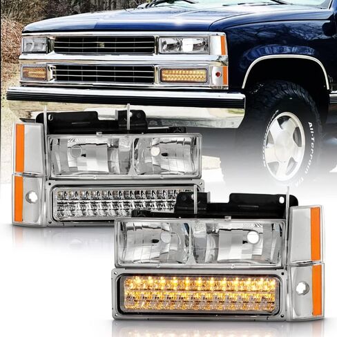 ACANII - For 1988-1993 Chevy Silverado GMC Sierra Yukon C10 LED Bumper+Corner Lamp+Headlights Driver + Passenger Side in Saudi Arabia