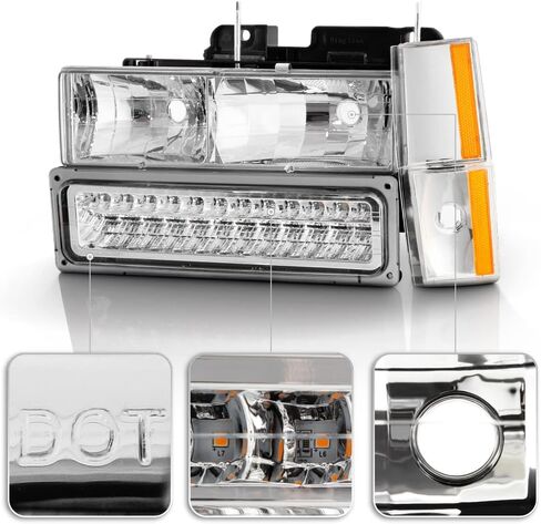 ACANII - For 1988-1993 Chevy Silverado GMC Sierra Yukon C10 LED Bumper+Corner Lamp+Headlights Driver + Passenger Side in Saudi Arabia